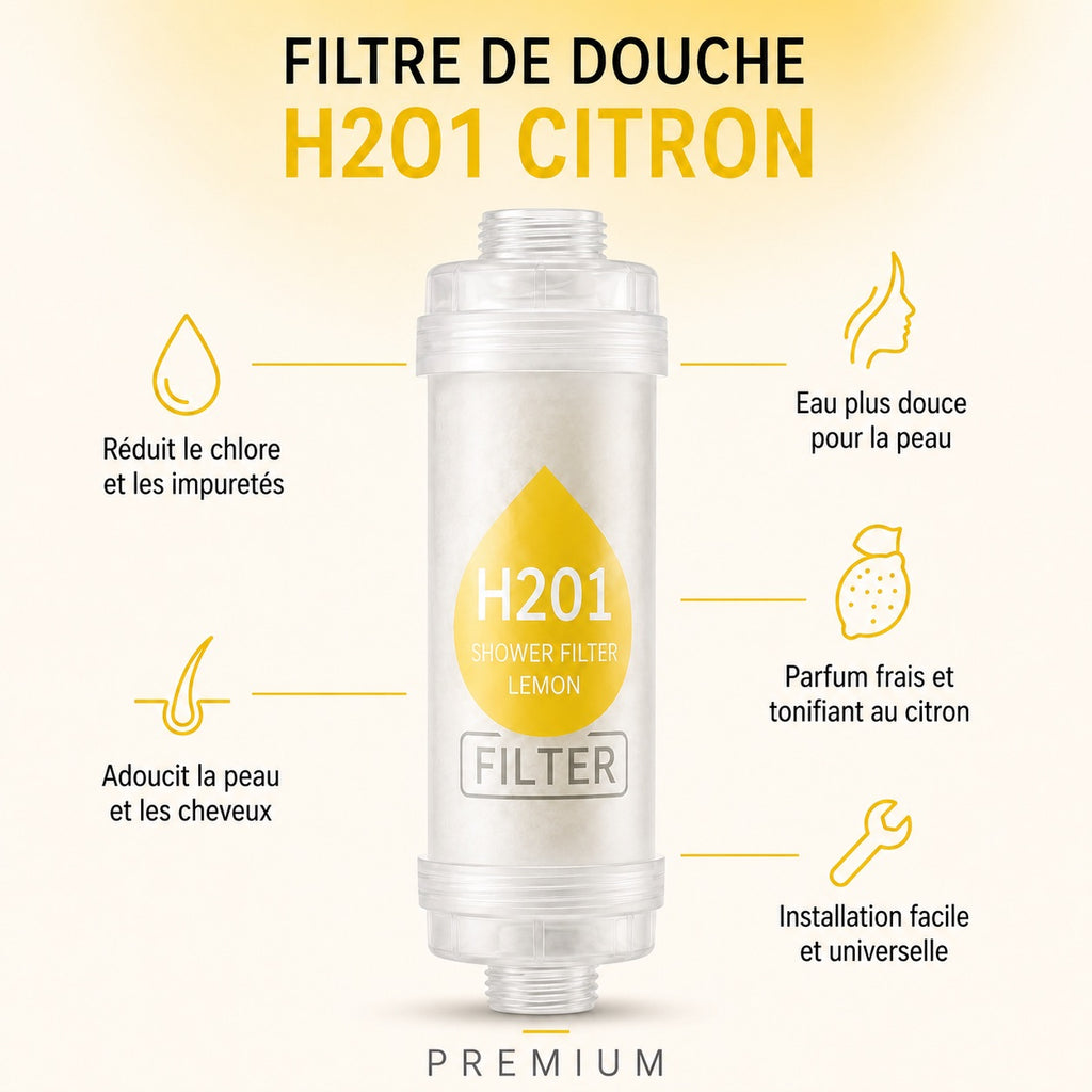 citron — Filtre de douche parfumé PARFEAU au citron, Vitamine C, réduit le chlore